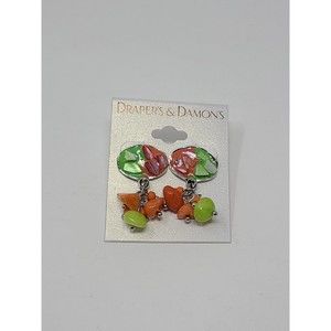 Draper's & Damon's Fashion Earrings Orange and Green Dangle Jewelry Ladies